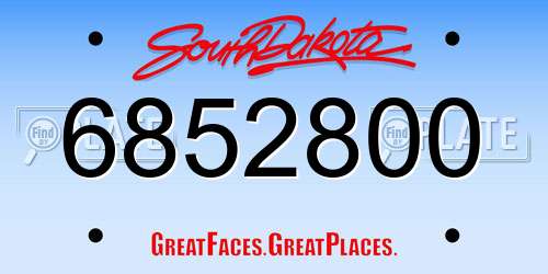 6852800 South Dakota License Plate