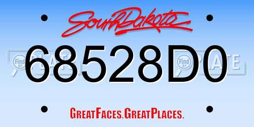 68528D0 South Dakota License Plate
