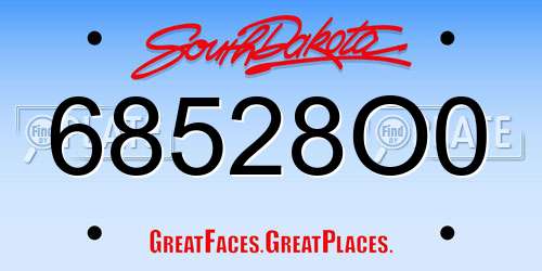 68528O0 South Dakota License Plate