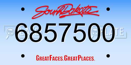 6857500 South Dakota License Plate