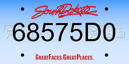 68575D0 South Dakota License Plate