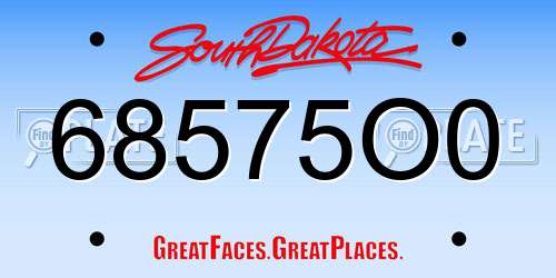 68575O0 South Dakota License Plate