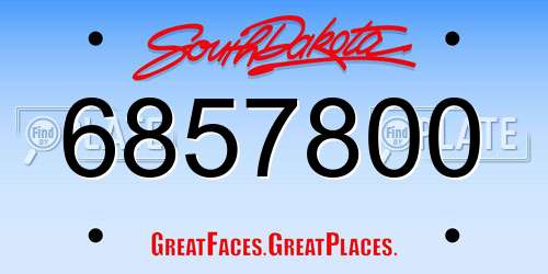 6857800 South Dakota License Plate