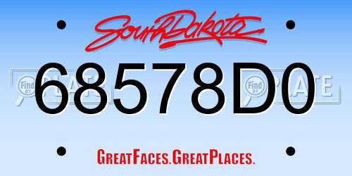 68578D0 South Dakota License Plate