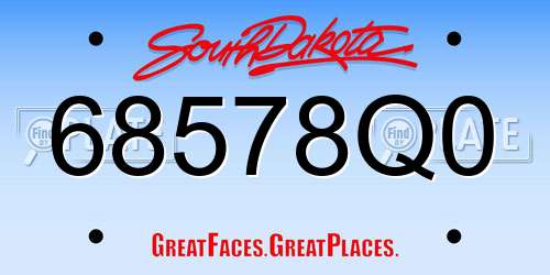 68578Q0 South Dakota License Plate