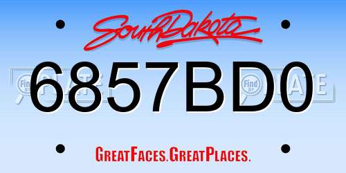 6857BD0 South Dakota License Plate