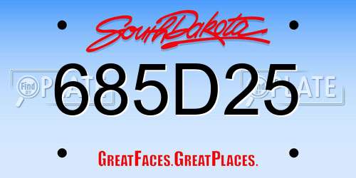 685D25 South Dakota License Plate
