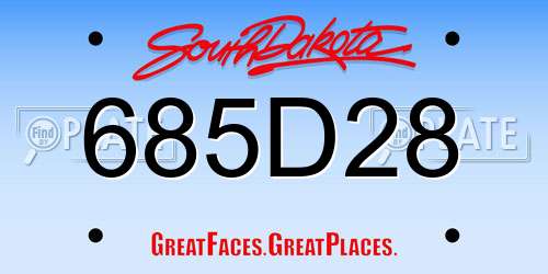 685D28 South Dakota License Plate