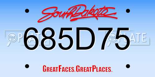 685D75 South Dakota License Plate