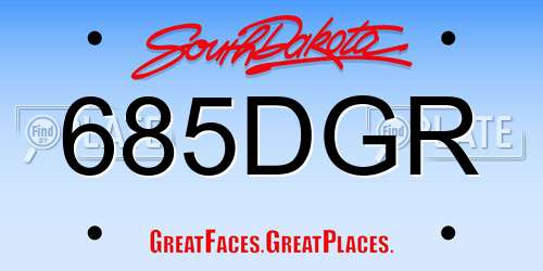 685DGR South Dakota License Plate