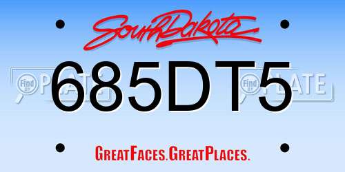 685DT5 South Dakota License Plate