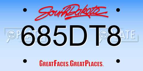 685DT8 South Dakota License Plate
