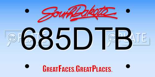 685DTB South Dakota License Plate