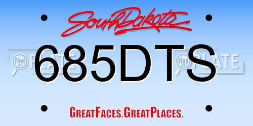 685DTS South Dakota License Plate