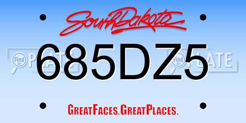 685DZ5 South Dakota License Plate