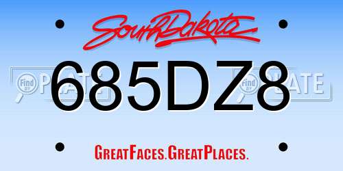 685DZ8 South Dakota License Plate