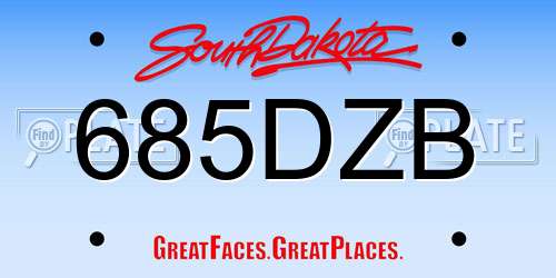 685DZB South Dakota License Plate