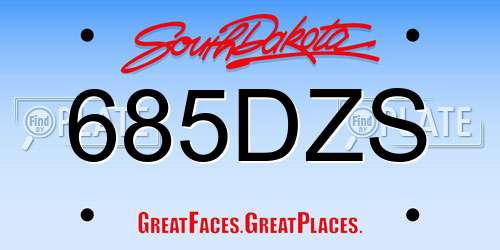 685DZS South Dakota License Plate