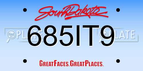 685IT9 South Dakota License Plate