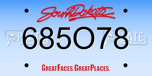 685O78 South Dakota License Plate
