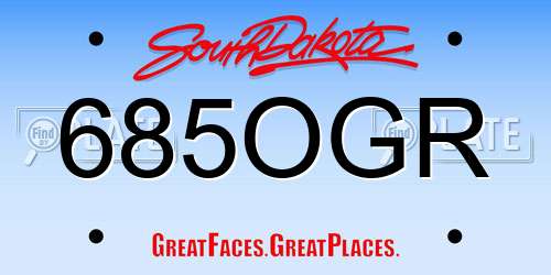 685OGR South Dakota License Plate