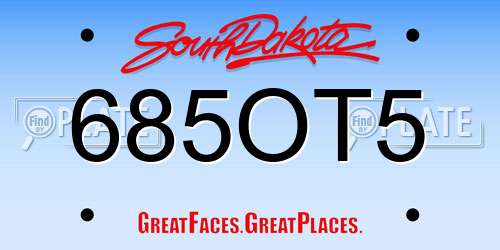 685OT5 South Dakota License Plate