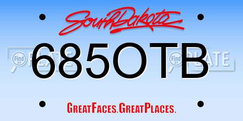 685OTB South Dakota License Plate