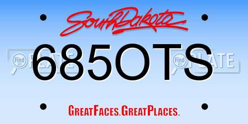 685OTS South Dakota License Plate