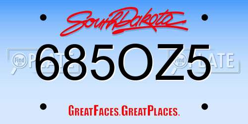 685OZ5 South Dakota License Plate