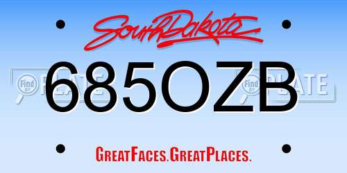685OZB South Dakota License Plate