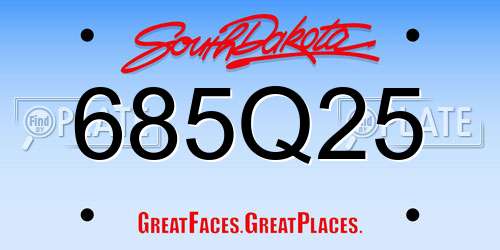 685Q25 South Dakota License Plate
