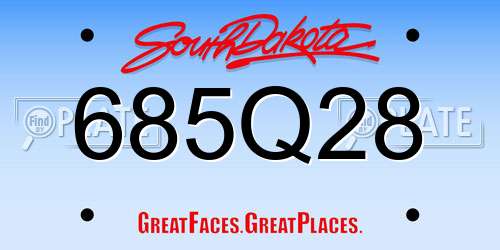 685Q28 South Dakota License Plate