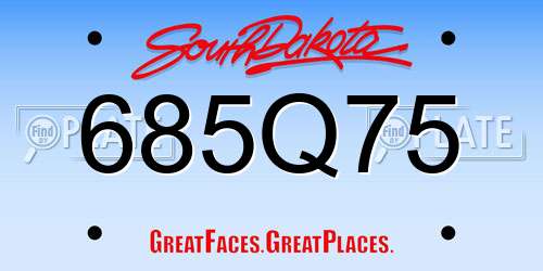 685Q75 South Dakota License Plate