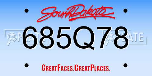 685Q78 South Dakota License Plate