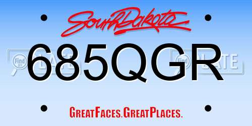 685QGR South Dakota License Plate