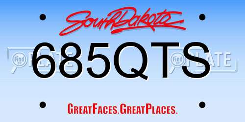 685QTS South Dakota License Plate