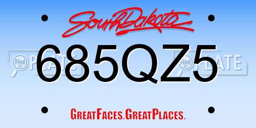685QZ5 South Dakota License Plate