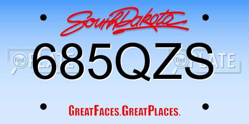 685QZS South Dakota License Plate
