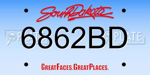6862BD South Dakota License Plate