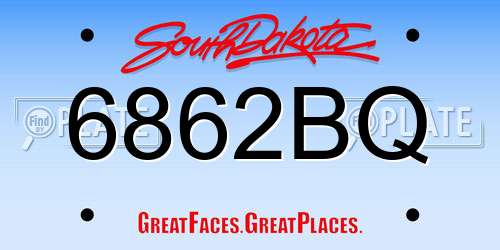 6862BQ South Dakota License Plate