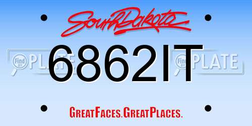6862IT South Dakota License Plate