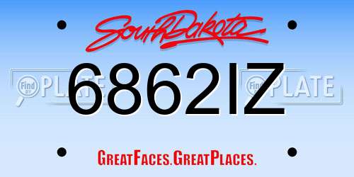 6862IZ South Dakota License Plate