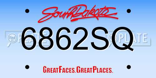 6862SQ South Dakota License Plate