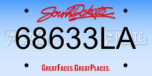68633LA South Dakota License Plate