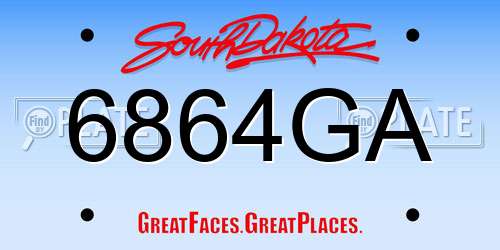6864GA South Dakota License Plate