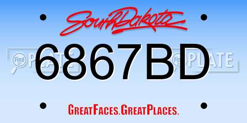 6867BD South Dakota License Plate