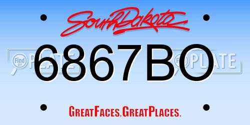 6867BO South Dakota License Plate