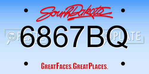 6867BQ South Dakota License Plate