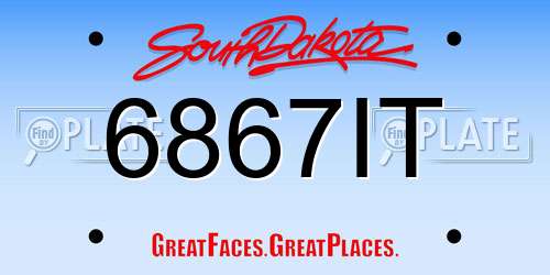 6867IT South Dakota License Plate