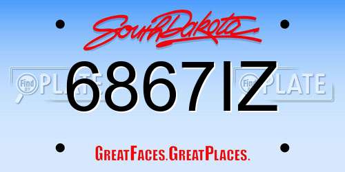 6867IZ South Dakota License Plate